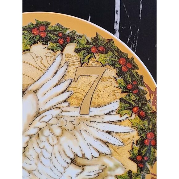 Pottery Barn 12 Days Of Christmas Dessert Plate, 7 Swans A-Swimming, Day 7 EUC - Picture 2 of 4